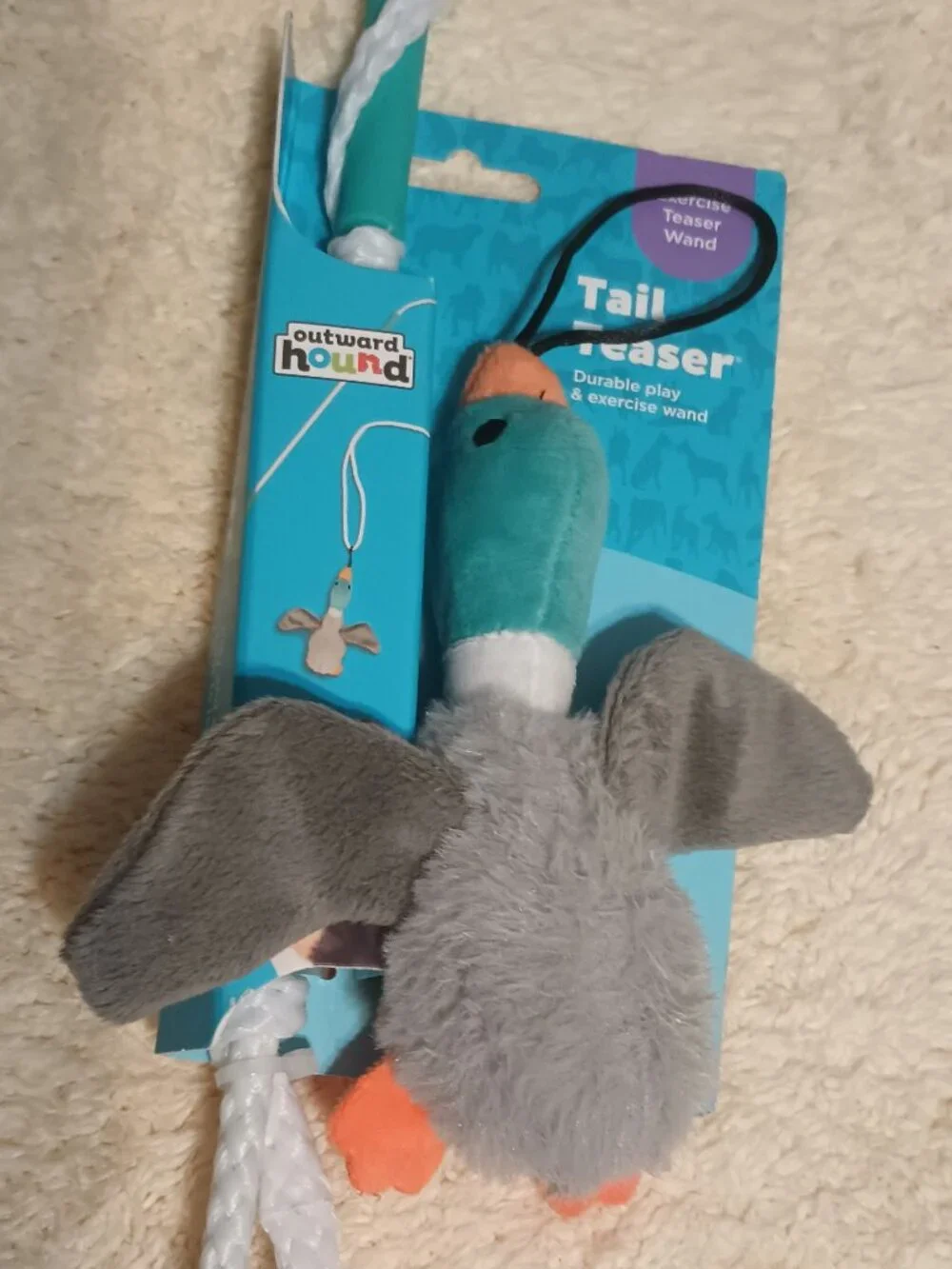 Outward Hound Tail Teaser Interactive Dog Wand Toy w/ a Squeaker & Crinkle Wings